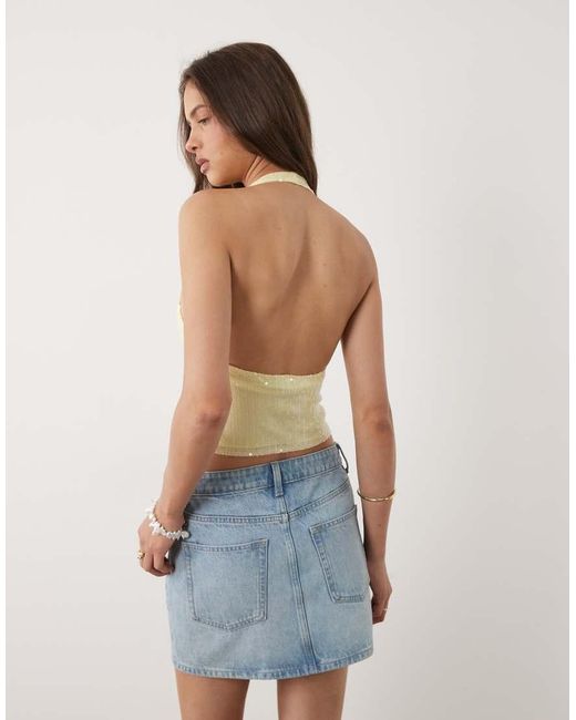 Motel Blue Cosio Sequin Halter Neck Top
