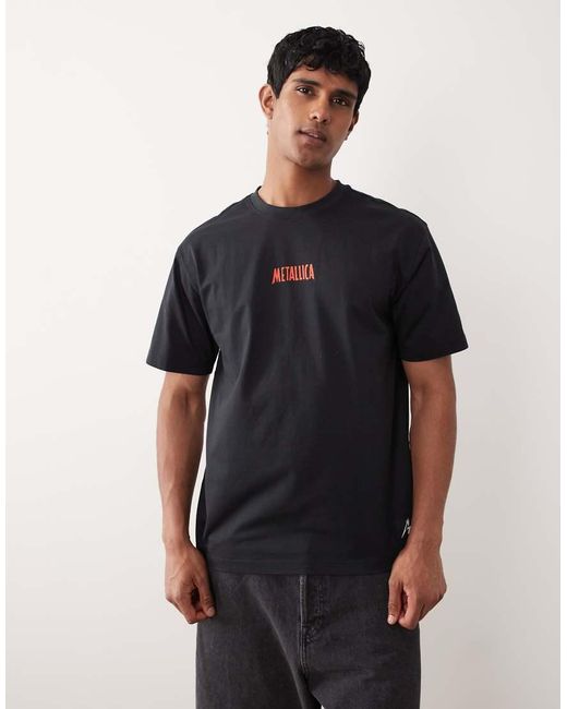 Only & Sons Black Relaxed Fit T-shirt With Metallica Back Print for men