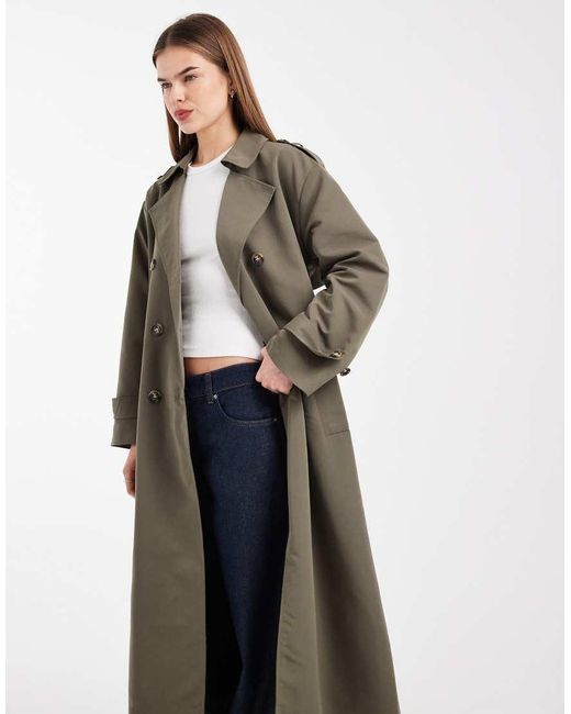 Vero Moda Green Longline Belted Trench Coat