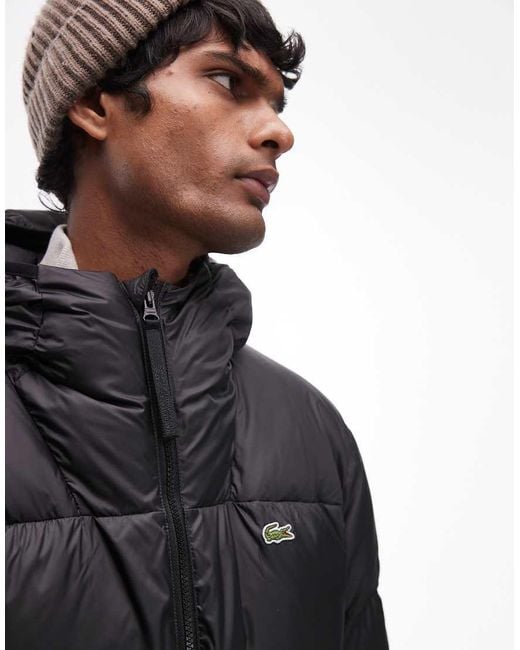 Lacoste Black Essentials Quilted Puffer Jacket for men