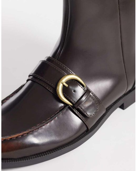 ASOS Black Zip Up Boots With Buckle Detail for men