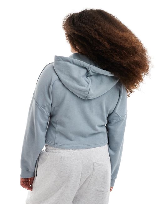 ASOS Blue Asos Design Curve Seam Detail Zip Through Hoodie