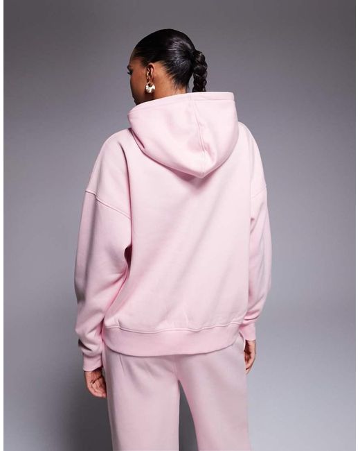 Kaiia Pink Exclusive Cotton Rich Embroidered Logo Oversized Hoodie Co-Ord