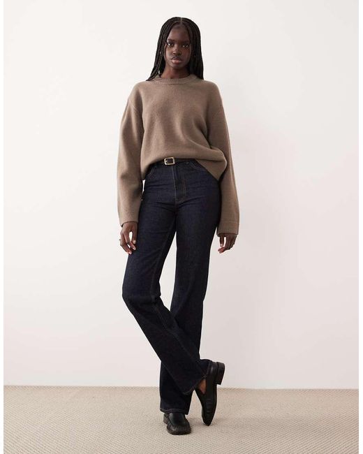 Gina Tricot Natural Crew Neck Knitted Sweater With Wide Sleeves