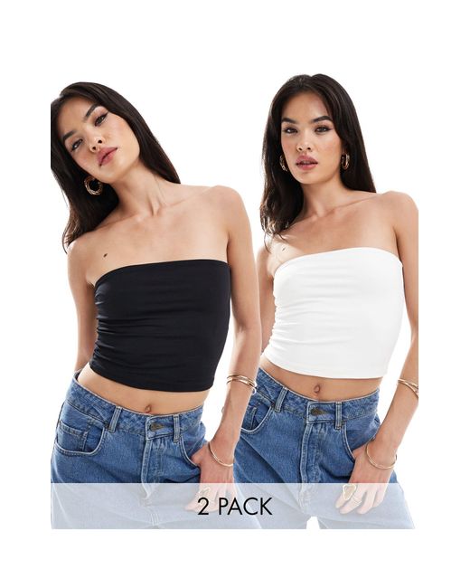 Pull&Bear Blue 2 Pack Polyamide Second Skin Bandeau Top