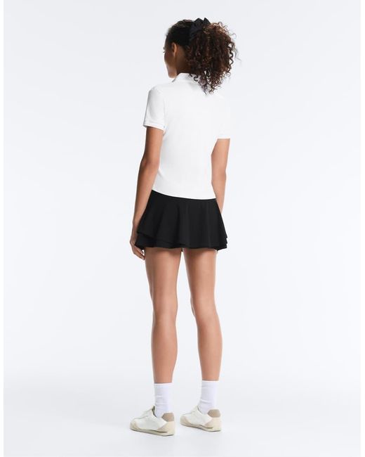 Oysho White Comfortlux Short Sleeve Piping Polo Shirt
