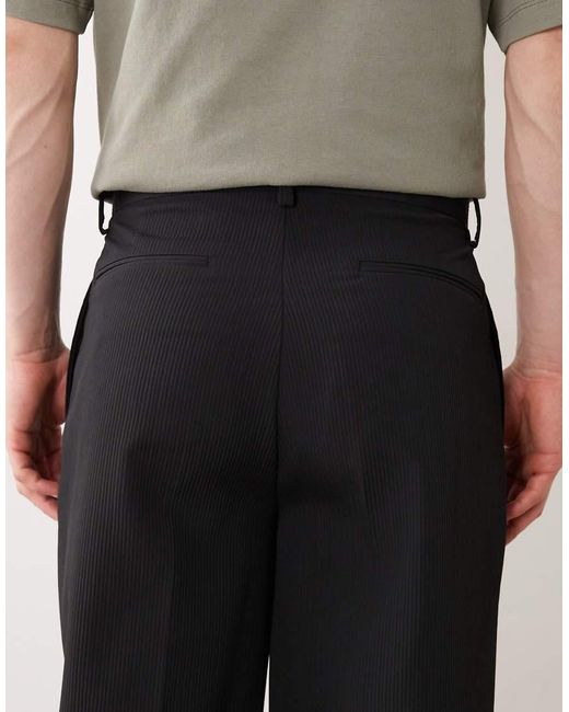 ASOS Natural Tailored Oversized Tapered Comfort Ribbed Trousers for men