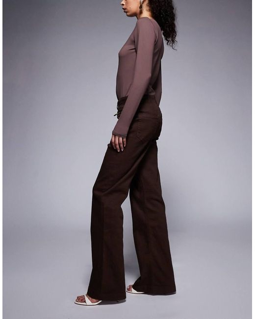 River Island Purple Relaxed Flare Zip Detail Jeans