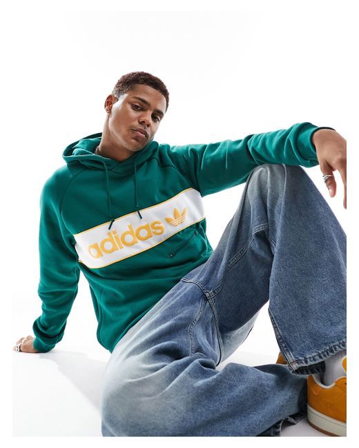 Adidas Originals Blue Linear Logo Hoodie for men