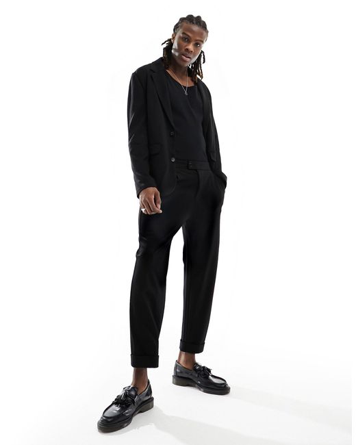 AllSaints Black Helm Structured Jersey Suit Trouser for men