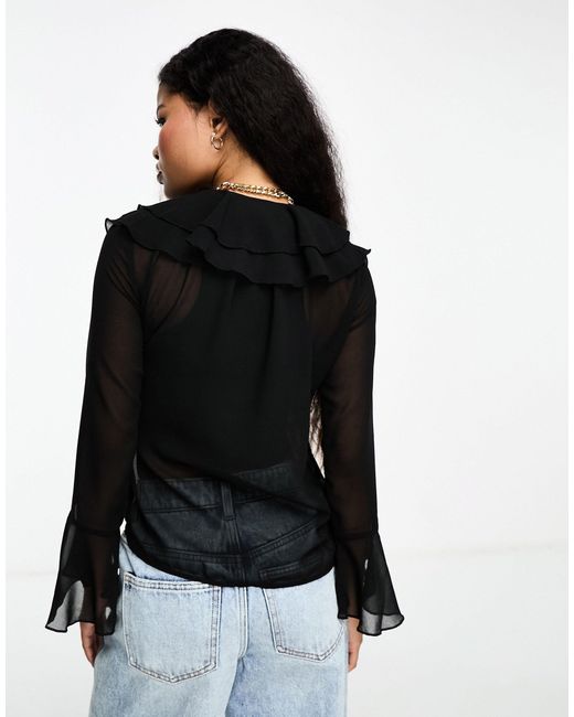 Blusa negra con detalle River Island de color Blue