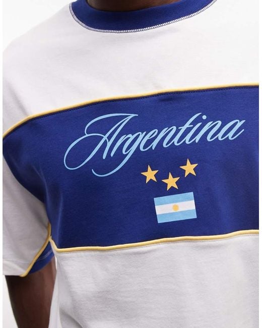 ASOS Blue Oversized T-shirt With Argentina Football Graphic for men