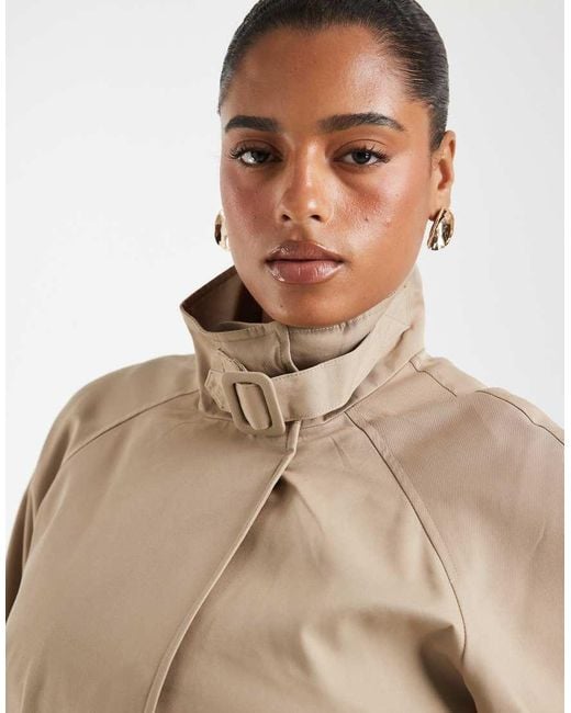 Vero Moda Natural Funnel Neck Short Trench Coat