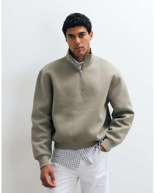 ASOS Gray Relaxed Boxy Funnel Half Zip for men