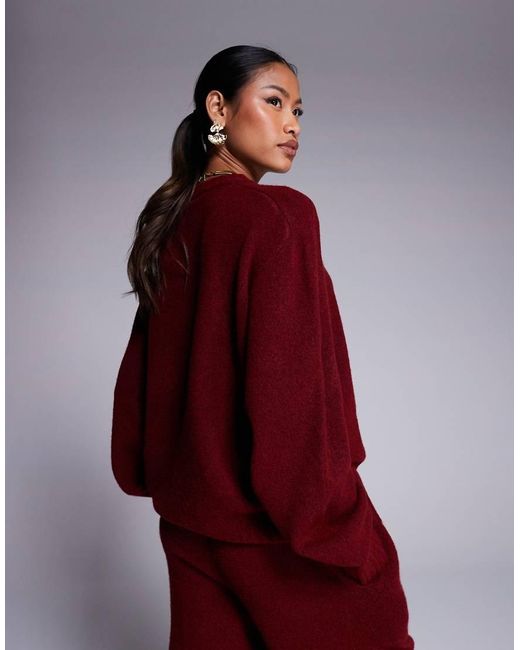 The Couture Club Red Co-ord Oversized Fluffy Knitted Jumper