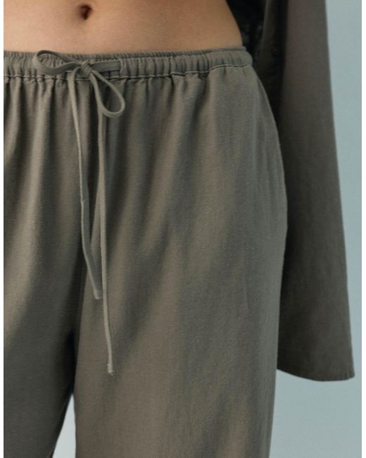 Pantalon en lin mélangé - marron taupe Pull&Bear en coloris Green