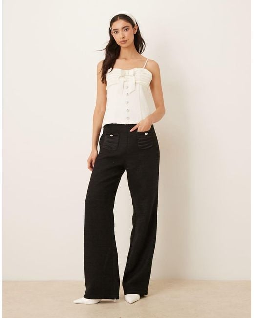 Sister Jane White Dream Showgirls Tweed Bow Top Co-ord