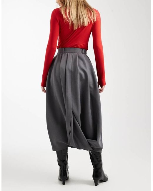 ASOS Red Volume Balloon Midi Skirt