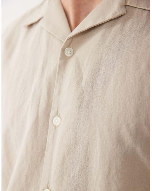 SELECTED Natural Linen Blend Short Sleeve Shirt for men