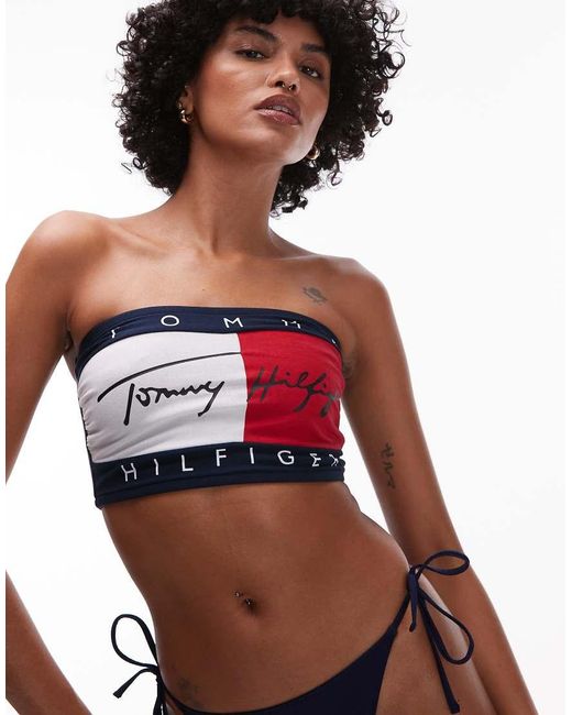 Tommy Hilfiger Red Flag Logo Bandeau Top