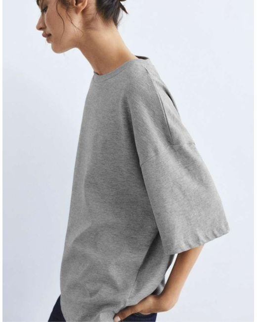 Pull&Bear Gray Oversize Short Sleeve T-Shirt