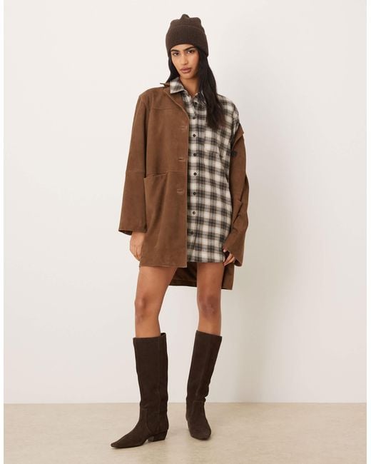 ASOS Natural Boxy Oversized Mini Shirt Dress