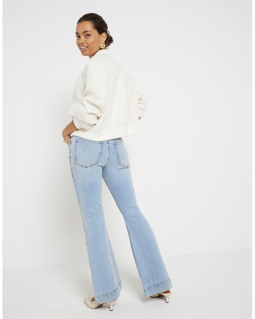 River Island Blue Petite High Waisted Flared Jeans