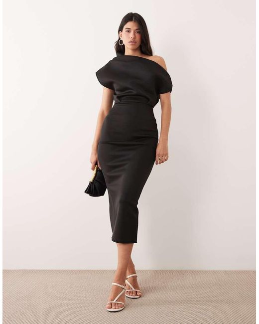 ASOS Natural Dramatic Neckline Midi Dress