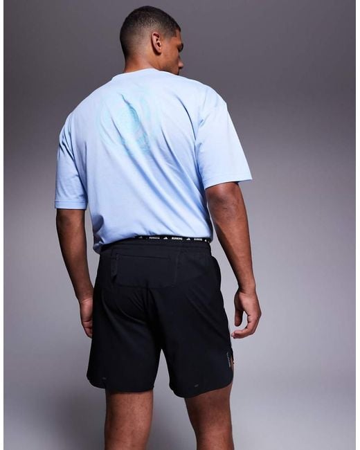 Adidas Originals Blue Adidas Running Own The Run 3 Stripe Shorts for men