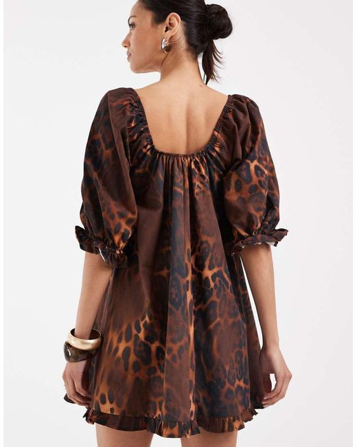 ASOS Red Frill Sleeve Trapeze Dress
