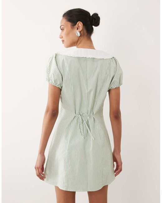 Abercrombie & Fitch Natural Collared Puff Sleeve Mini Dress