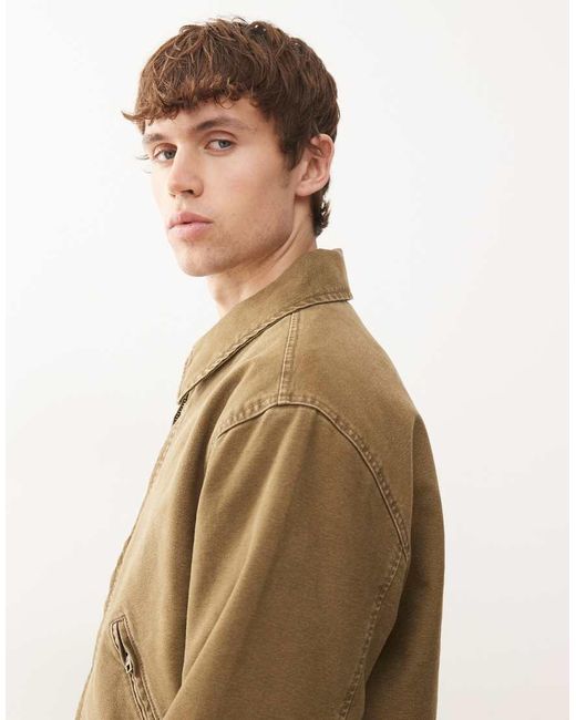 Weekday Brown Boxy Washed Canvas Jacket for men