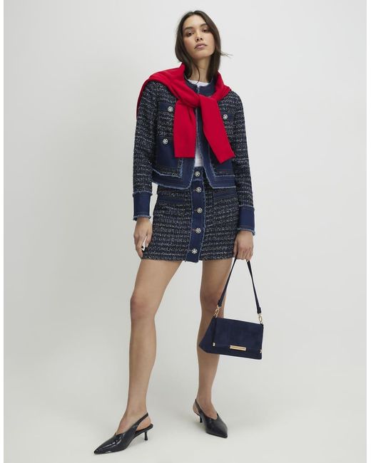River Island Blue Boucle Denim Jacket
