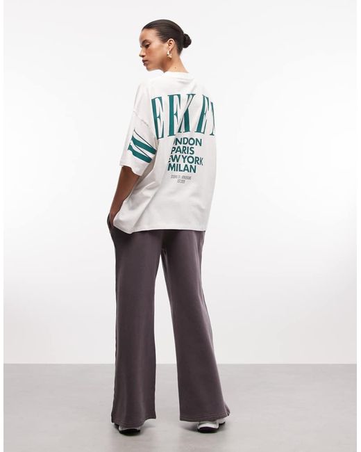 ASOS Blue Weekend Collective Icon Oversized T-Shirt With Stacked Back Logo