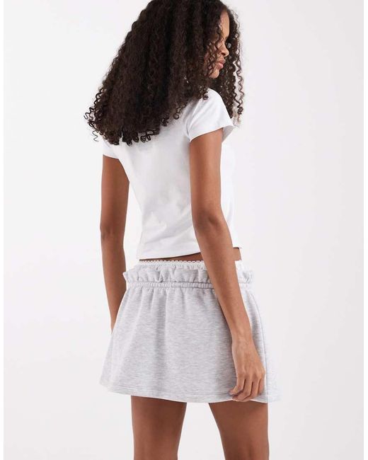 ASOS White Sweat Skort With Lace Trim Detail