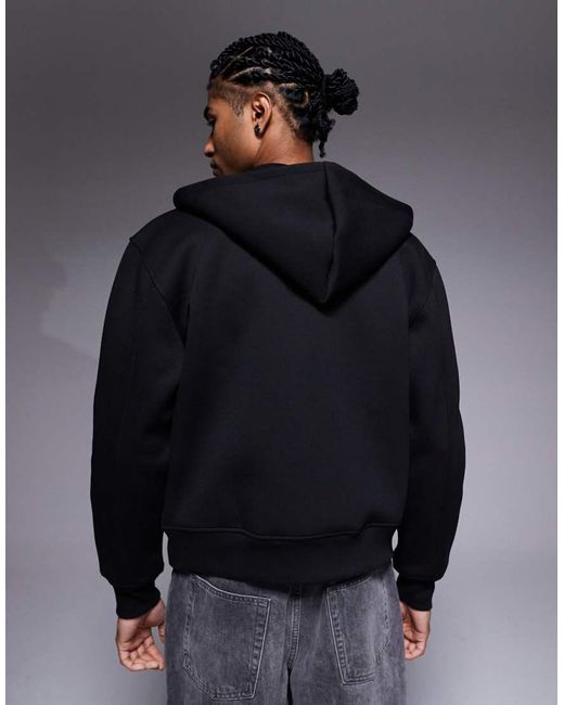 ASOS Blue Heavyweight Relaxed Boxy Zip Through Hoodie for men
