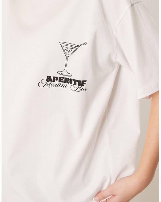 Camiseta Blanca Extragrande Con Estampado Gráfico De Cóctel Y Texto "Aperitif" De ASOS de color Green