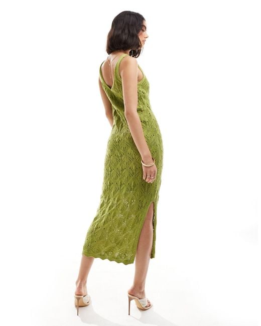 New Look Green Stitched V-neck Dress