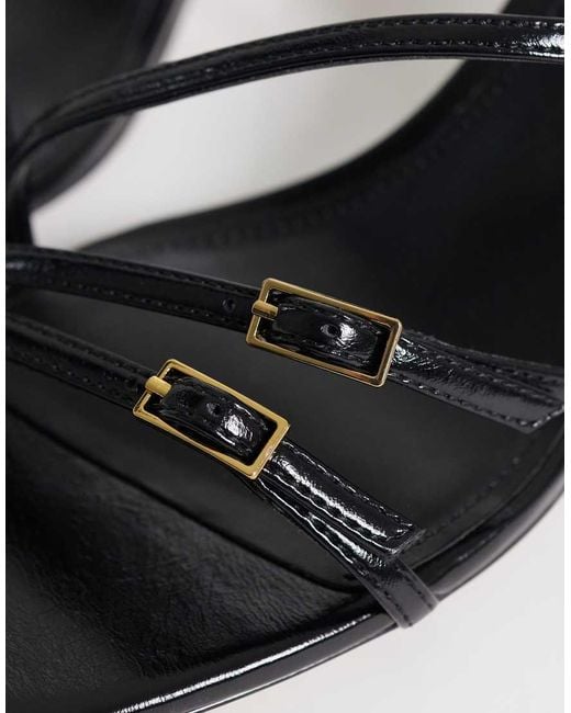 Mango Metallic Strappy Minimal Heeled Sandals With Buckles