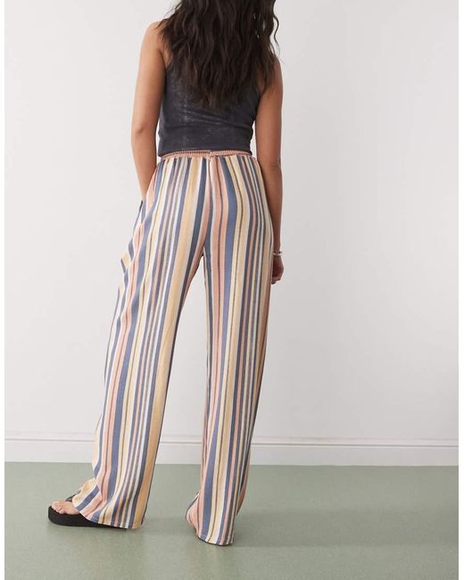 Reclaimed (vintage) Gestreepte Broek Met Linnenlook En Elastische Taille in het Multicolor