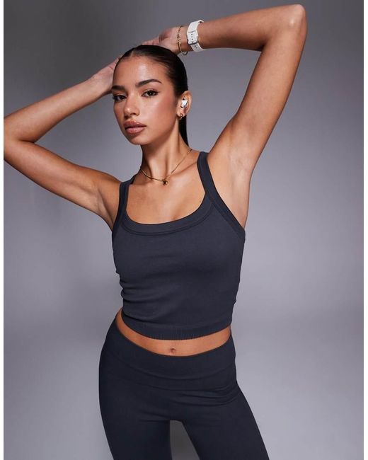 4505 Blue Seamless Sculpting Vest With Inner Bra And Adjustable Straps