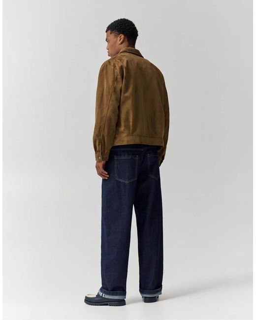 Pull&Bear Brown Faux Suede Jacket for men