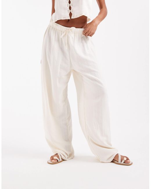 ASOS White Crinkle Texture Pull On Trousers