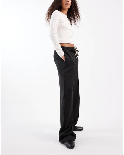 ONLY White Leopard Print Bow Detail Trousers