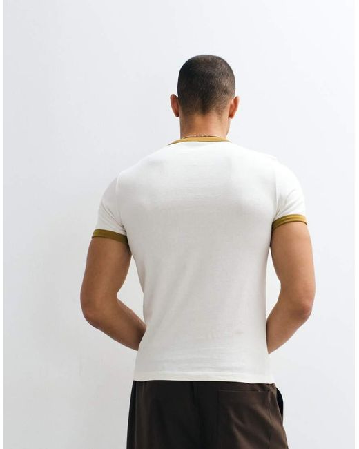 ASOS White Slim Ringer T-shirt With Solar Graphic for men