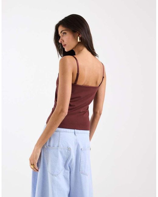 ASOS Double Layered Scoop Neck Cami Top Chocolate