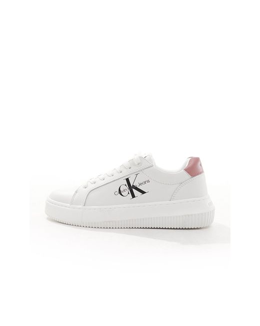 Calvin Klein White Leather Chunky Cupsole Monogram Trainers