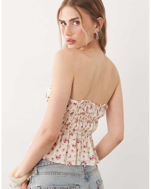 Miss Selfridge Natural Shirred Spun Bandeau Top