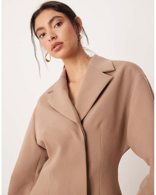 ASOS Natural Tailored Collar Cinch Waist Jacket