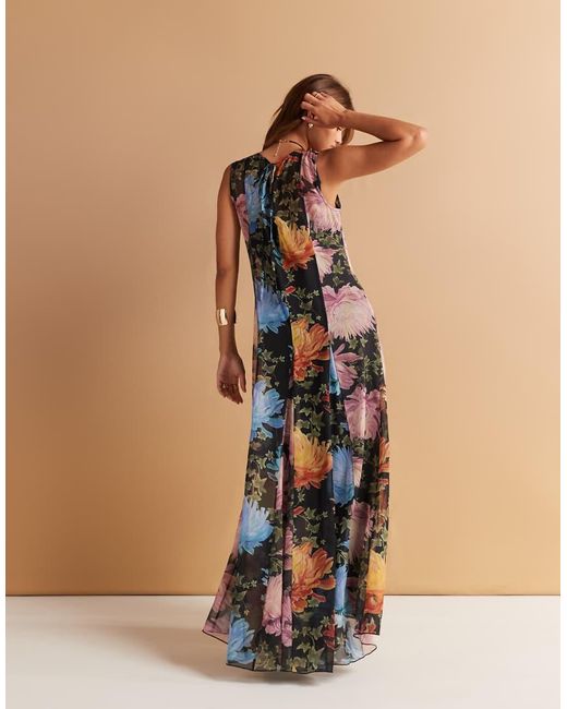 ASOS Natural Spliced Maxi Dress With Godet Hem